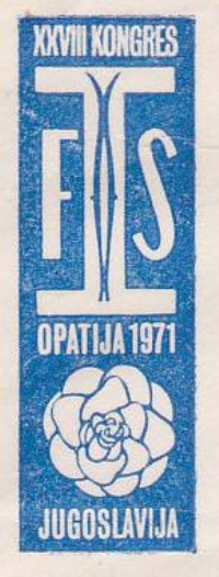 FIS uradni znak za FIS kongres v Opatiji (bivša Jugolsavija, danes Hrvaška) leta 1971, ko je FIS poverila prvo svetovno prvenstvo v poletih leta 1972 Planici.