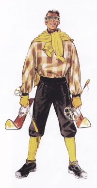  Pumparice so zopet prišle v modo okoli 1950. Praktične so bile za prostočasne in turne smučarje. Srajca iz popelina je odlično pivnala znoj smučarjev, ki so se pehali po snegu (1952).