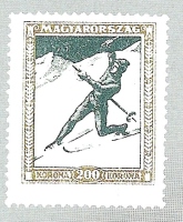  Prva znamka z motivom smučanja je (zanimivo) izšla leta 1924 na Madžarskem z motivom telemark smučarja.