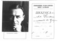 Izkaznica Jugoslovanske zimsko športne zveze predsednika Anteja Gnidovca – Botra.