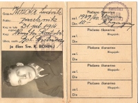 Notranjščina izkaznice Smučarskega kluba Bohinj (1939-1940). Plačilo članarine je potrjeno z žigom kluba.