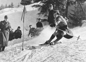 Nizozemska baronesa Schimmennink van de Oije je nastopila v slalomu kar v krilu (GA-PA, 1936).